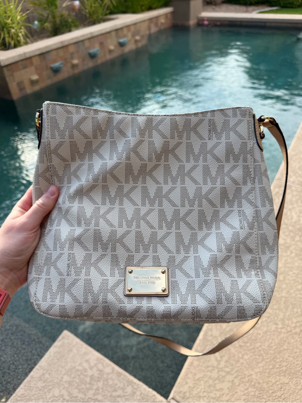 Michael Kors Beige Logo Crossbody Bag